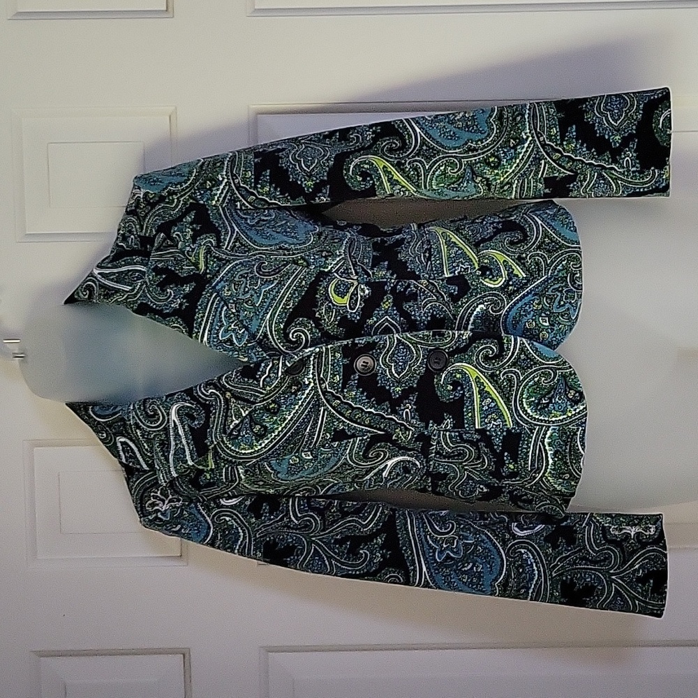 Talbots women's velvet feel paisley blazer sz 2p